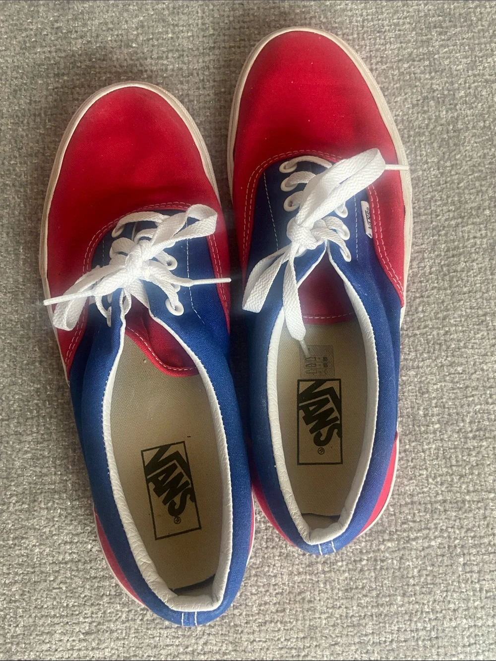 Vans Two-Tone Red and Blue Low-Top Canvas Sneakers Men’s size 10